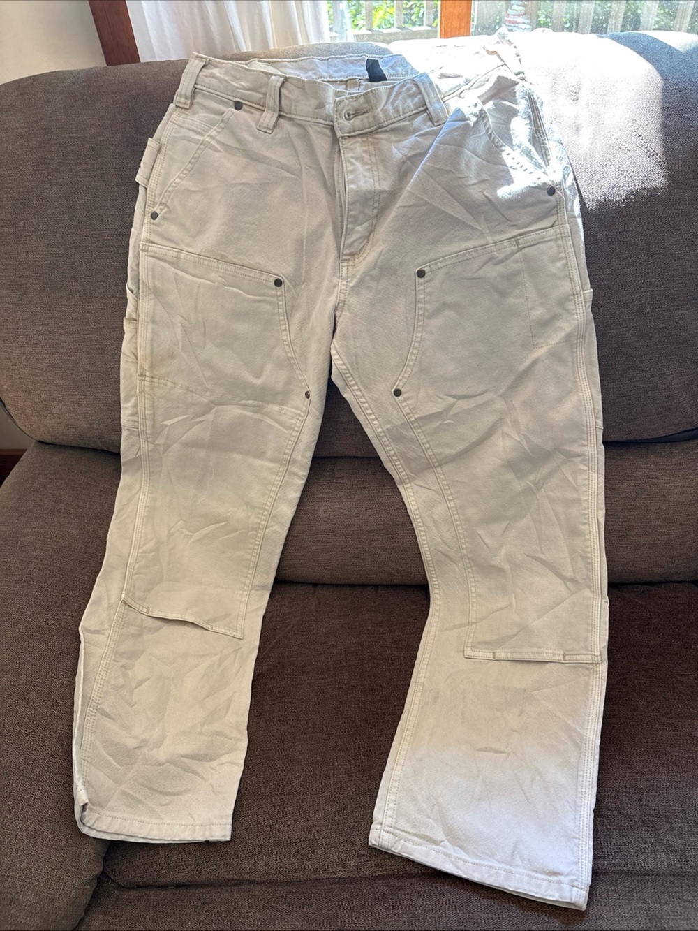 Carhartt Men's Relaxed Fit Beige Canvas Work Pants Cotton Blend 32x30 BN6595-M